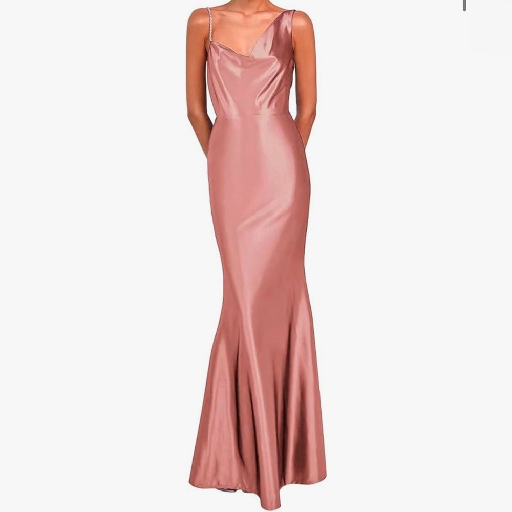 Pink: Dusty Rose cowl-neck dresss